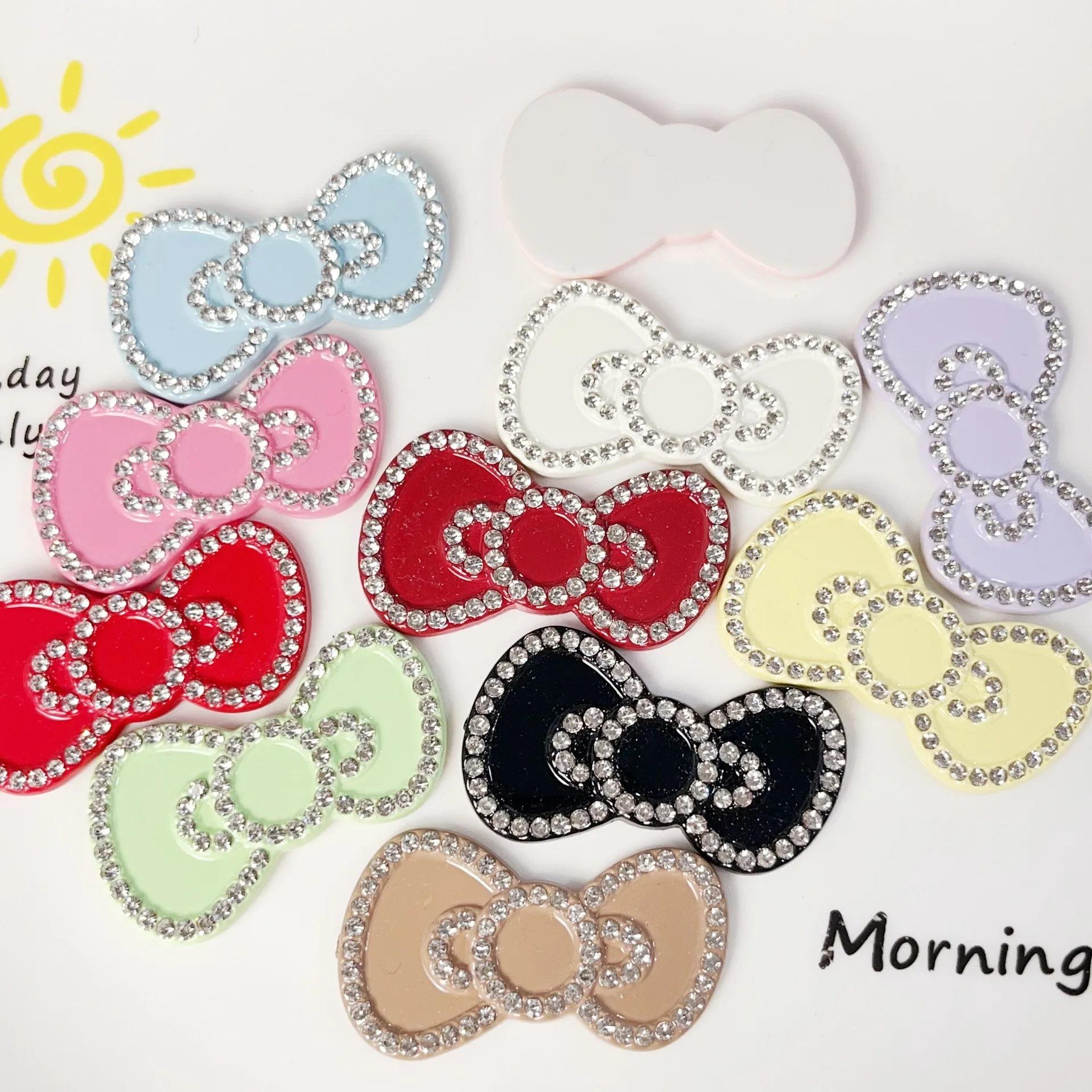 2Pcs Large Candy Color Rhinestone Diamond Bow Accessories Junk Phone Case Ipadcase Decoration Charm Kawaii Flatback Diy Crafts