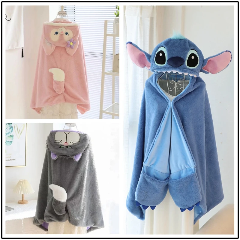 

Новая накидка с капюшоном, мультяшная пара, шаль, милая теплая толстая накидка, студенческое одеяло с кондиционером, одеяло для сна