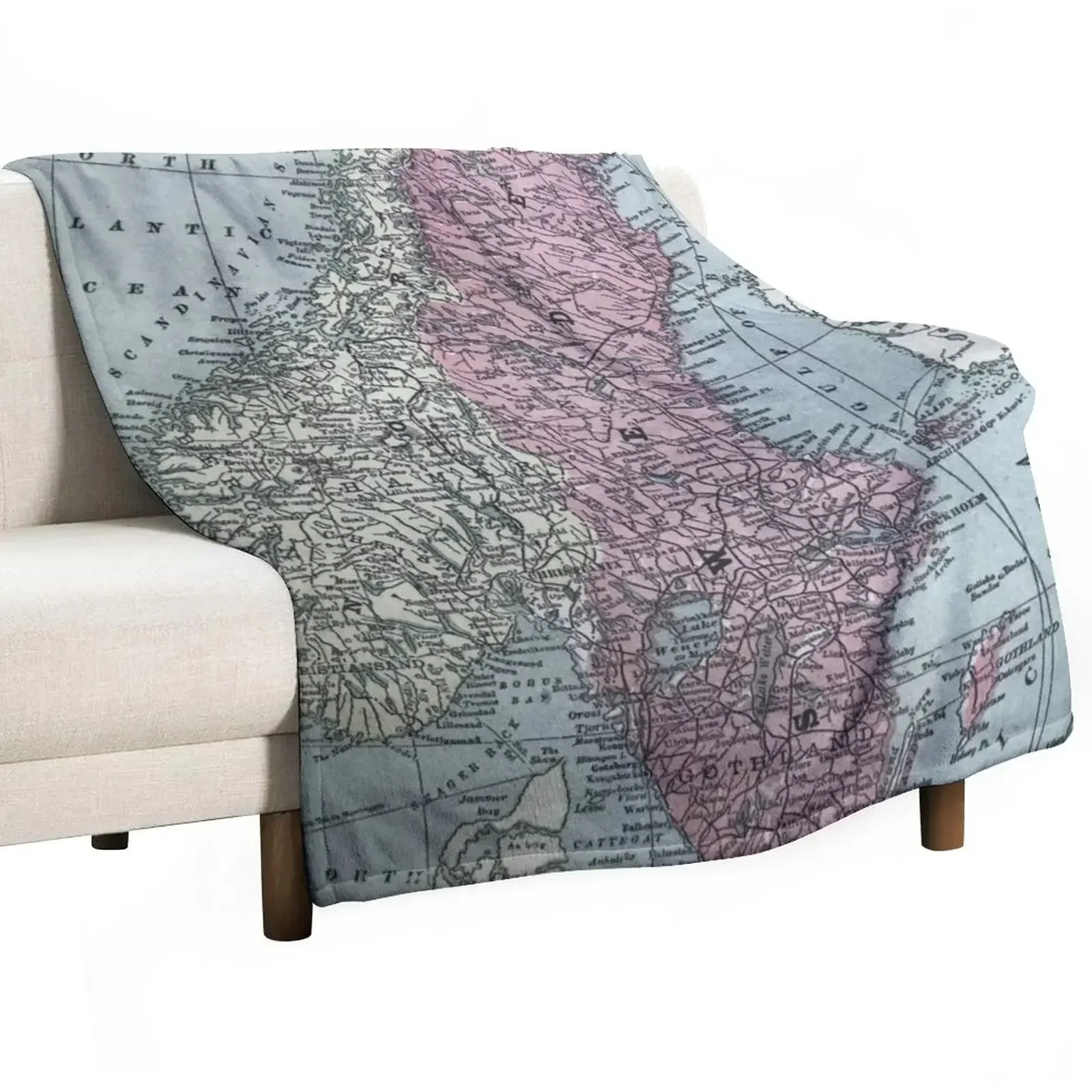 

Norway and Sweden, vintage map Throw Blanket Hairy Custom Decoratives Flannels Blankets