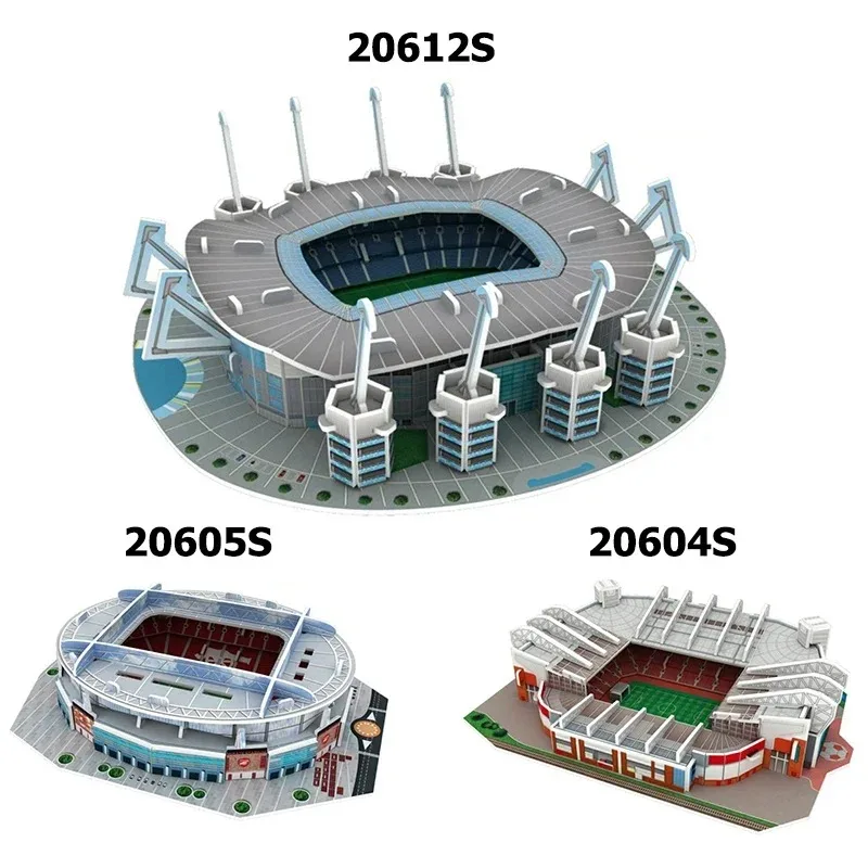 Campo de fútbol en miniatura 3D, rompecabezas DIY, modelos de estadios de fama mundial, juego de fútbol, juguetes periféricos, regalos de cumpleaños para fanáticos