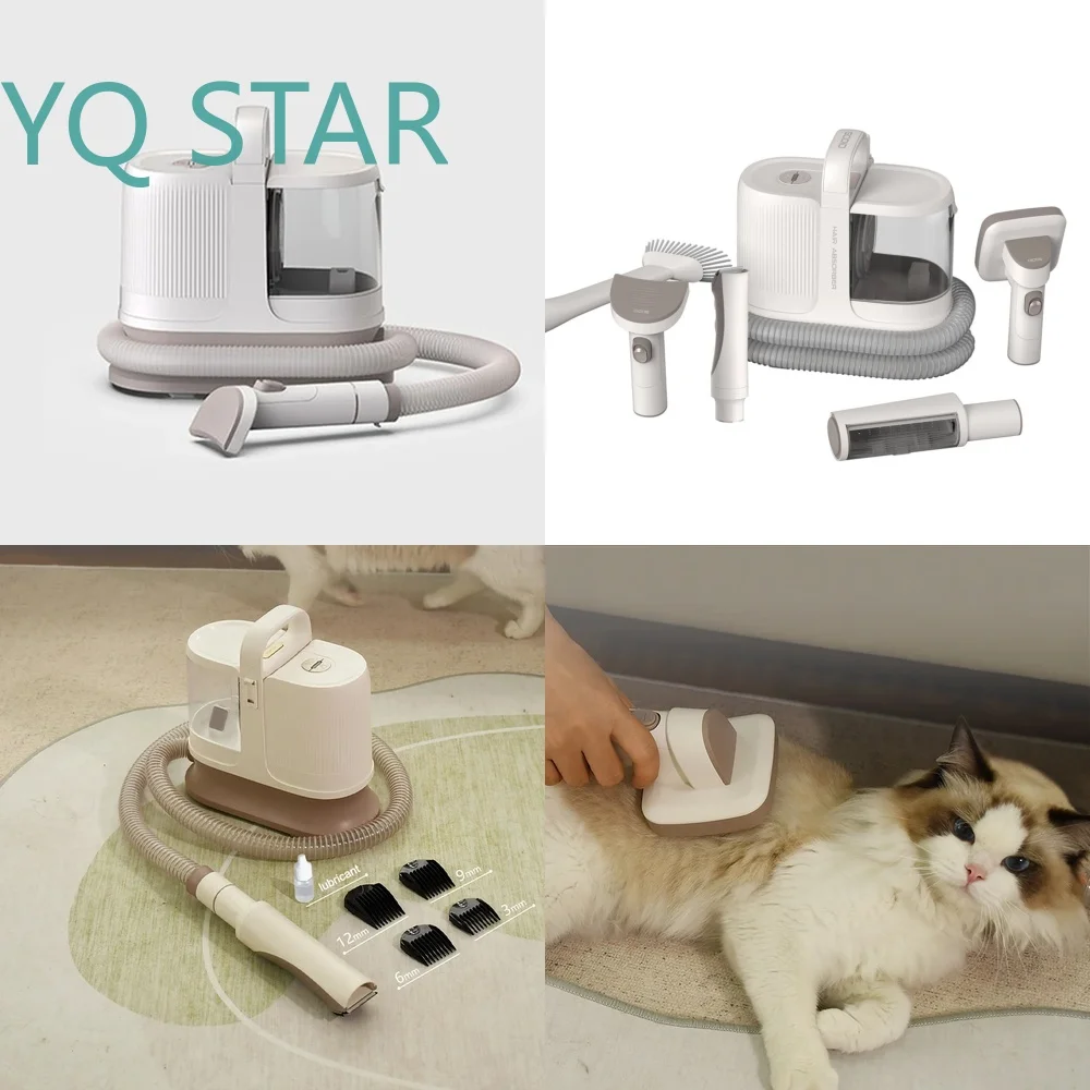 6 in 1 Pet Grooming Vacuum for Dogs Cats for Hair Removal Clipping Brushing Deshedding Cleaning Kit with Detachable Tools
