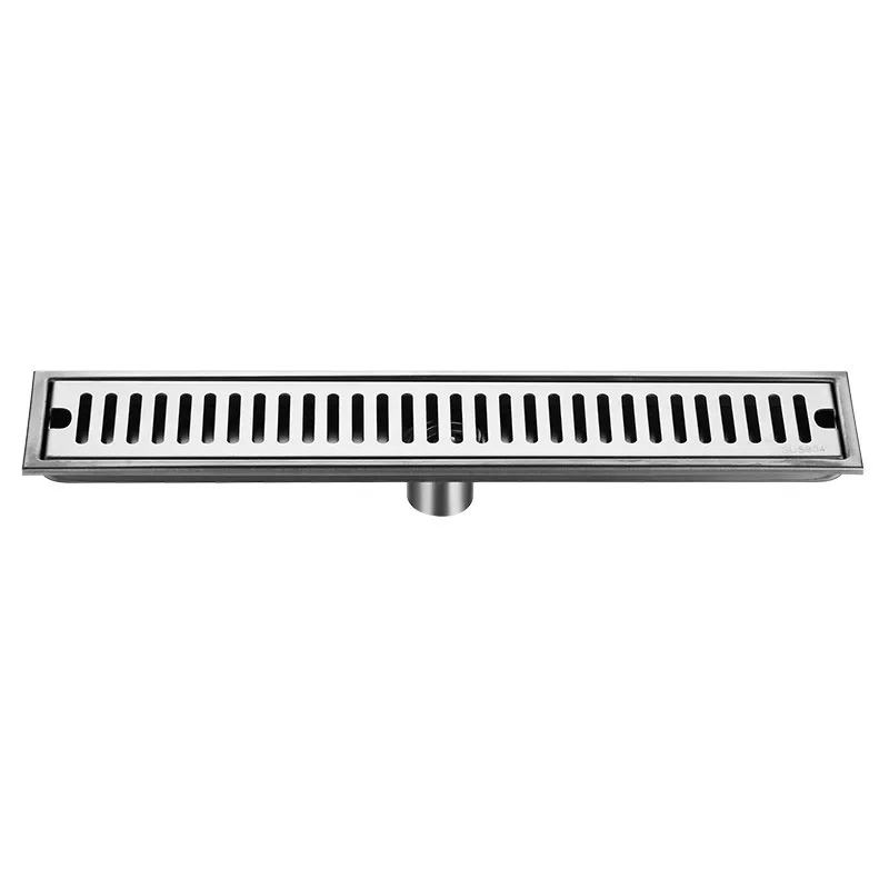 Side Silver20-80cm Outlet Shower Drain Stainless Steel Bathroom Floor Drainage Linear Waste Drain Cover Roof Kitchen Accessory