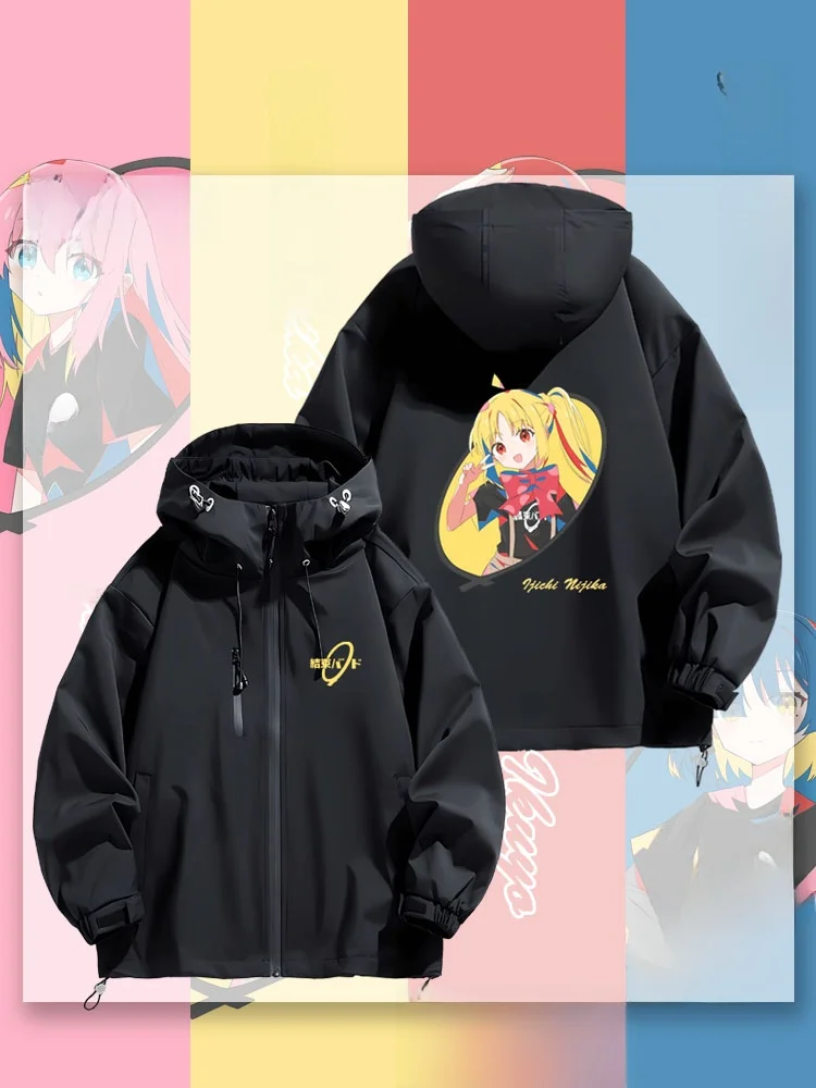 

Lonely Rock Band Jacket Men's Spring Autumn Waterproof Polyester Fiber Long Sleeve Zipper Closure Hooded Coat Casual Youth Style