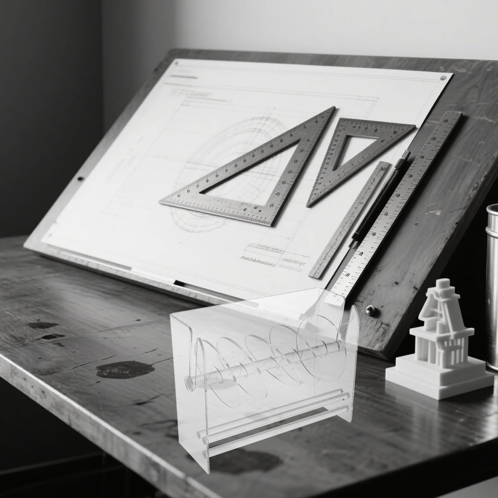 Adjustable 6-Count Acrylic Label Dispenser Clear Sticker Roll Organizer Stand for Desktop Office School Workspace Shipping Label