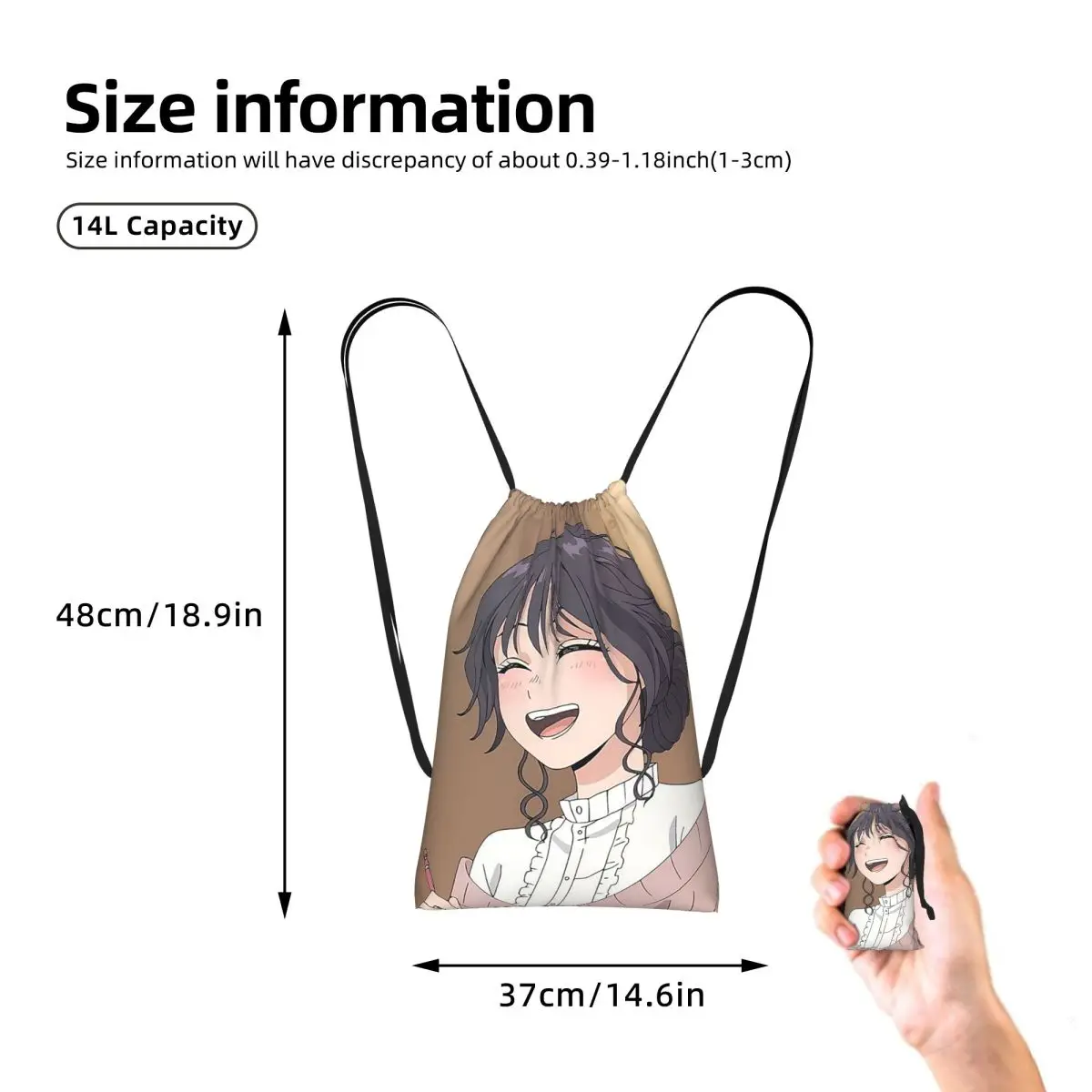 The Fragrant Flower Blooms With Dignity Anime Drawstring Backpack Sports Gym Bag Portable Travel Drawstring Bag for Men Women