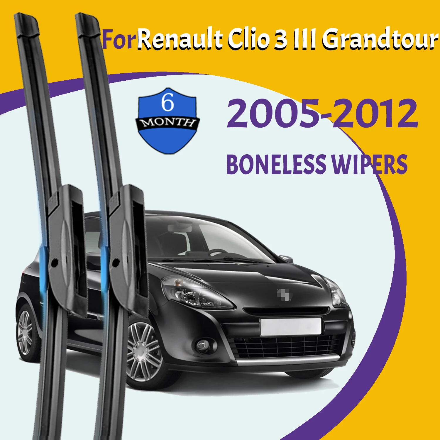 Wiper Blades For Renault Clio 3 III Grandtour 2005-2012 Front Windshield Clean Window Windscreen Auto Parts Car Rain Brushes