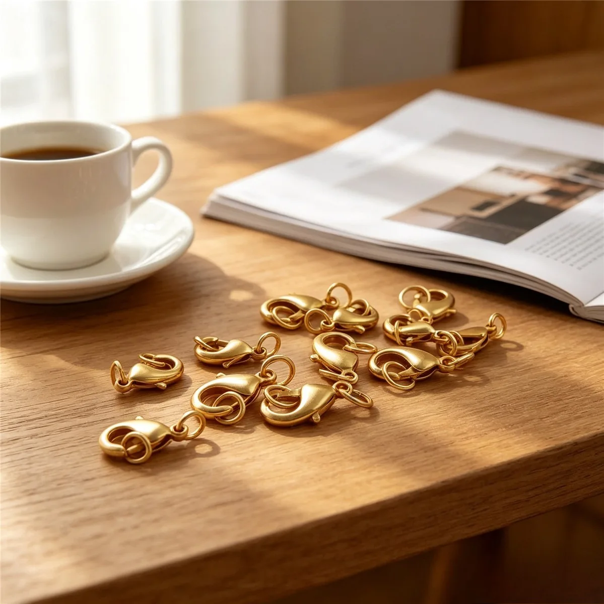 Brass 18K Gold Plated Matte Lobster Spring Clasp DIY Bracelet Necklace End Connector Sand Gold Jewelry Accessories
