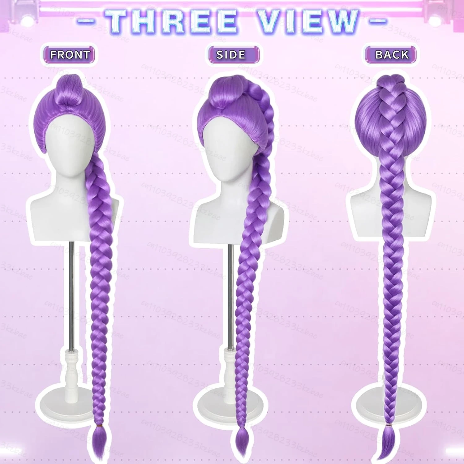 فيلم Kpop شعر مستعار تأثيري ميرا رومي زوي شيطان الصيادين الأرجواني أسود أحمر طويل الشعر شعر مستعار تأثيري لزي حفلة الهالوين