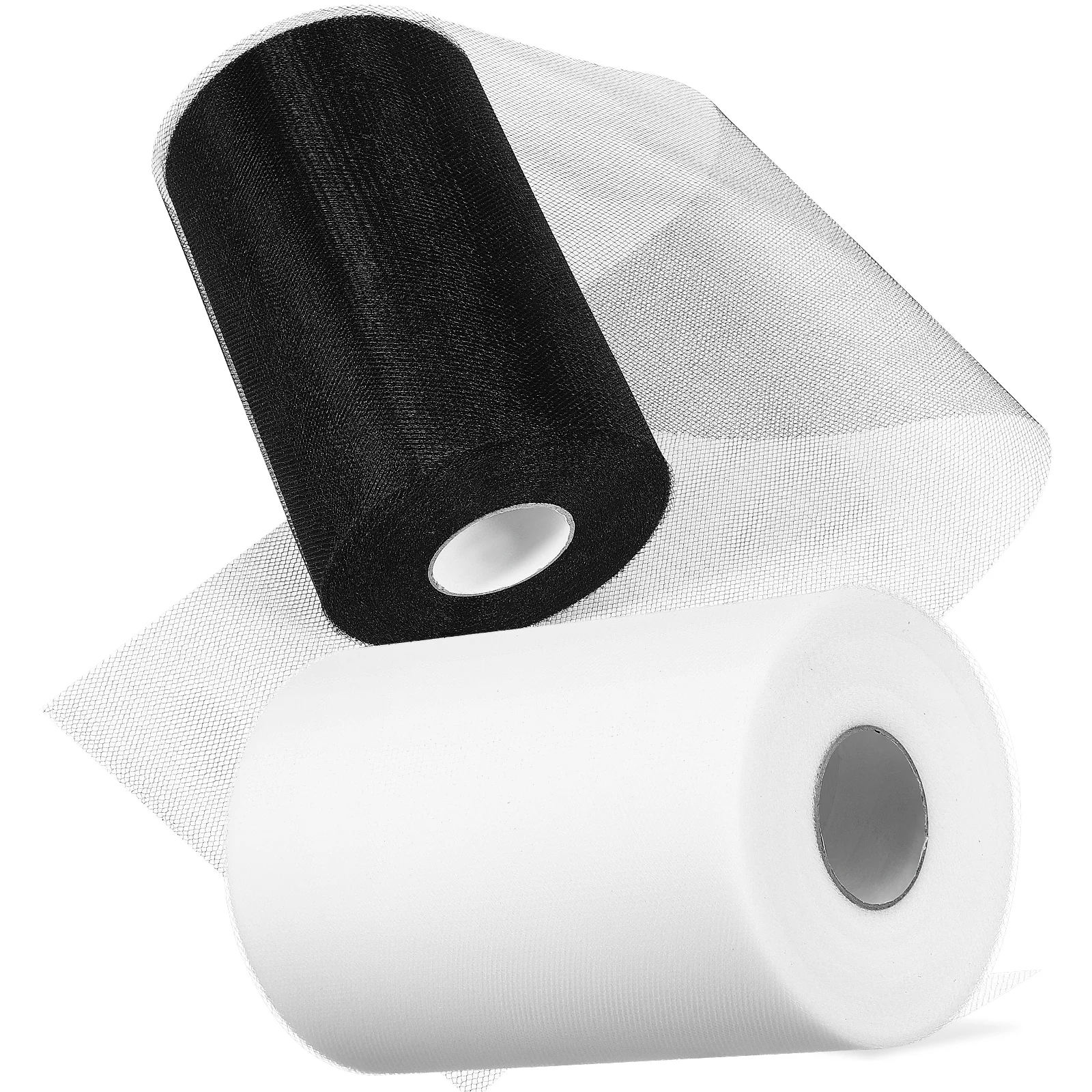 

2 Rolls 15cmx100y Tulle Fabric C01 White Black Wedding Decor Mesh Netting Sheer Bulk Material Draping Ceiling