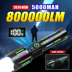 Most Powerful Flashlight 800W High Lumens Rechargeable Led Flashlight Zoom 3000m Long Range Tactical Lamp Ultra Powerful Torch