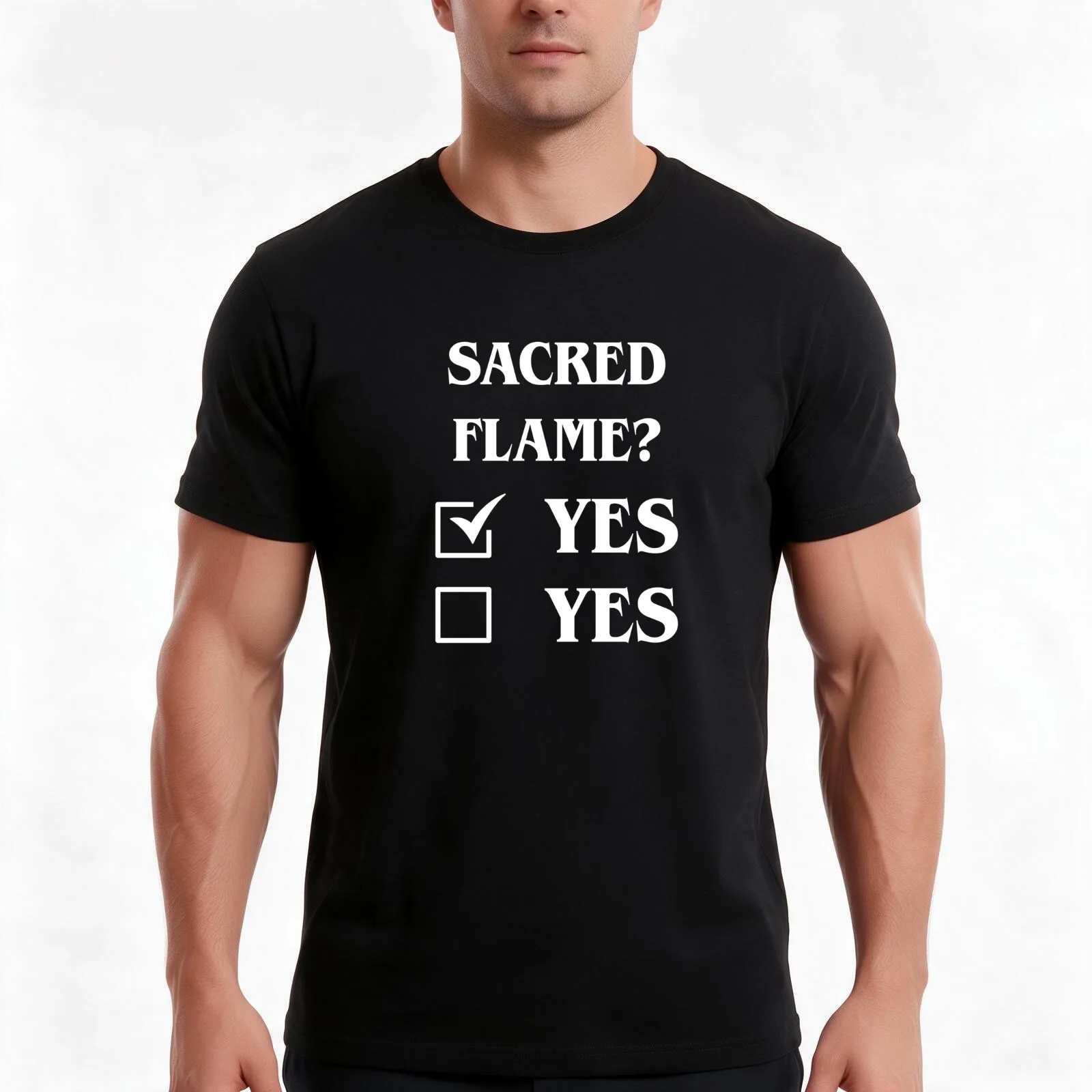 Sacred Flame Definitely Yes Funny Tabletop Meme T-Shirt, Summer Casual Cotton Tee, Oversized Streetwear Tops, Unisex Men Women