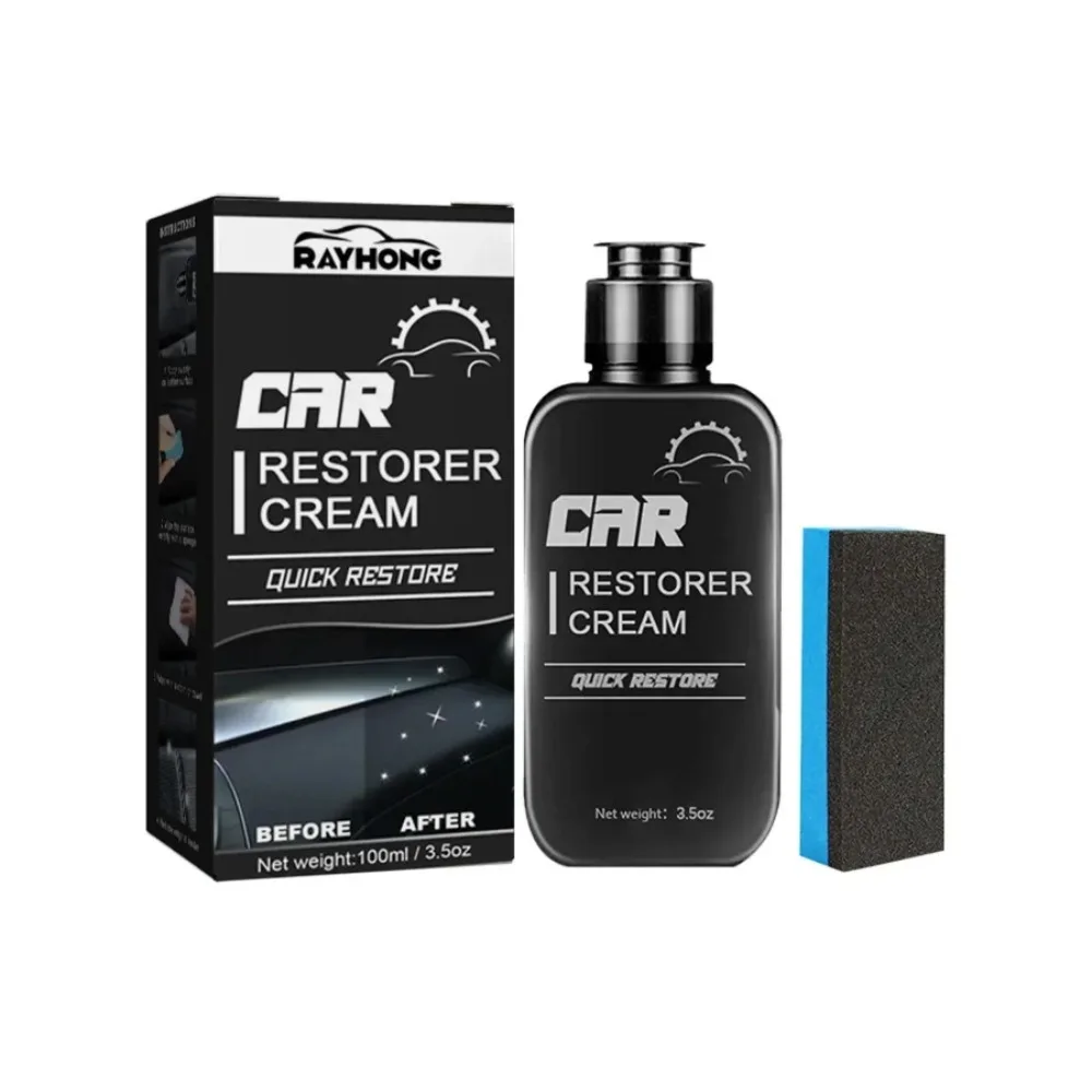 100ml Plastic Parts Retreading Agent Leather Parts Wax Instrument Panel Restorer Cream With Sponge for Car Accessories