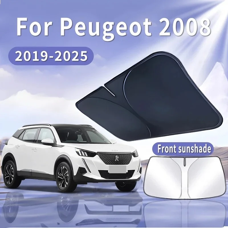 

Foldable Car Sun Visor For Peugeot 2008 2019~2025 2020 Front Windshield Sunshade Heat Insulation Summer Cooling Auto Accessories