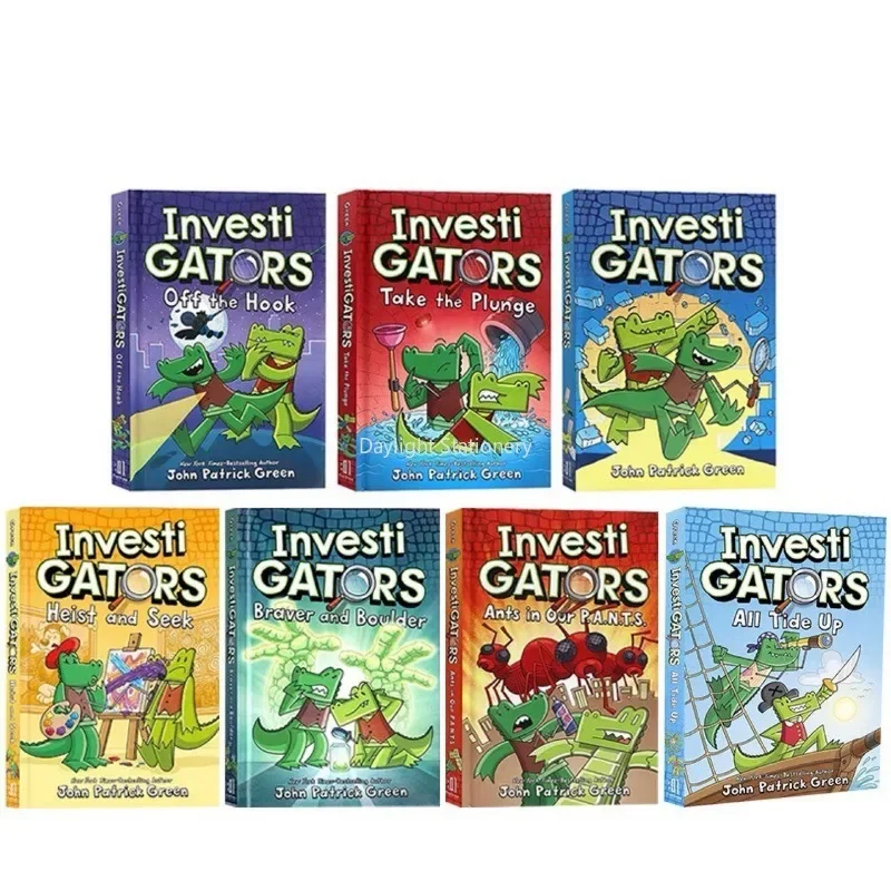 7 Books/Set Investi Gators Hardcover Picture Book Full-color Comic Storybook Bridge Chapter Reading Puzzle Detective