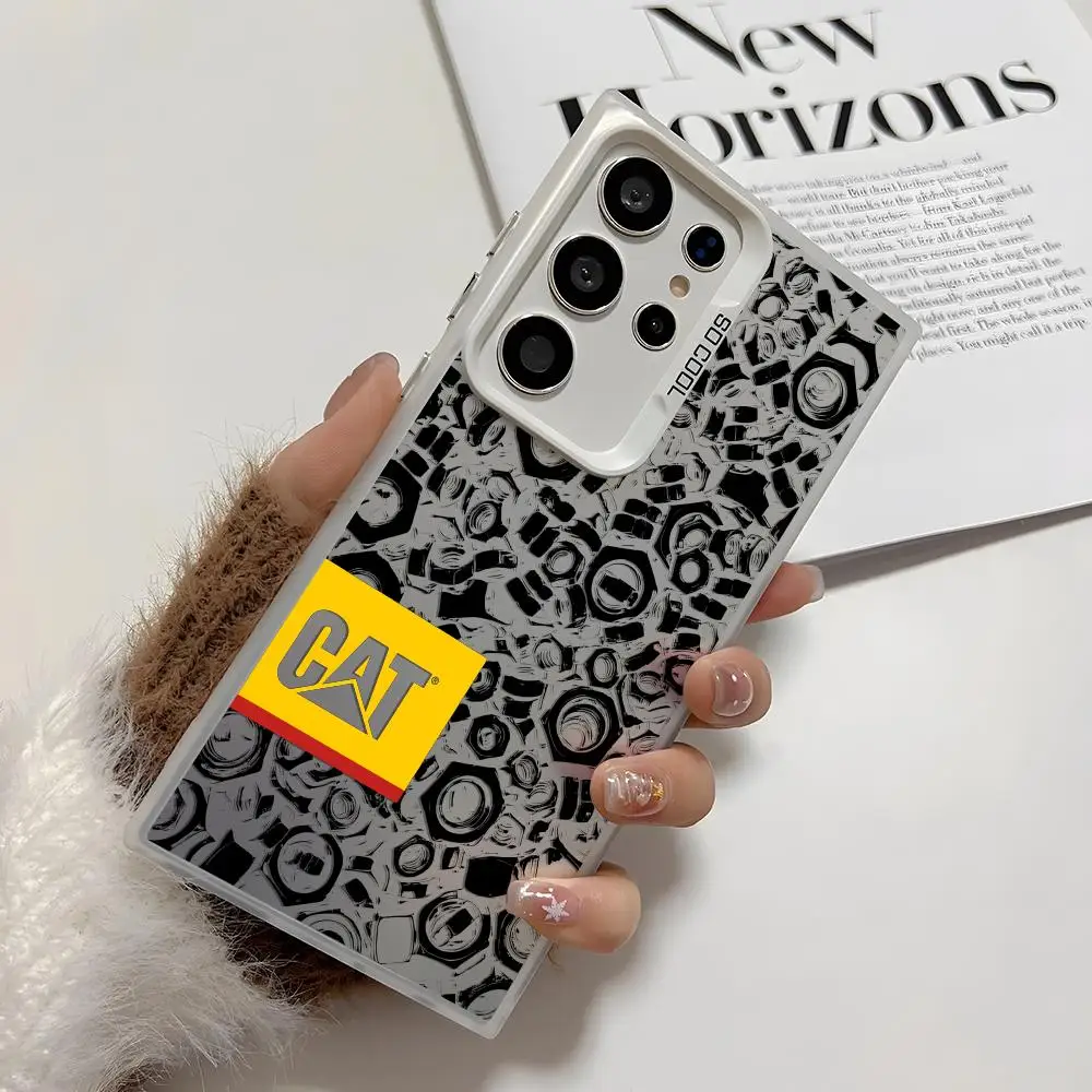 Funda de teléfono C-CateRpiLlarS a la moda para Samsung Galaxy S25 Edge S24 S23 S22 S21 S20 Ultra Funda de silicona plateada