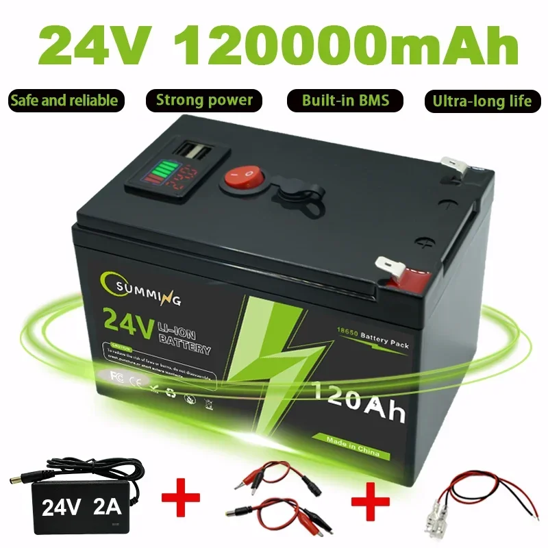 

24V 120Ah Lithium LiFeP04 Battery for Solar Charging,Fish Finder Marine Outdoor Camping Off-Grid Applications with USB Port
