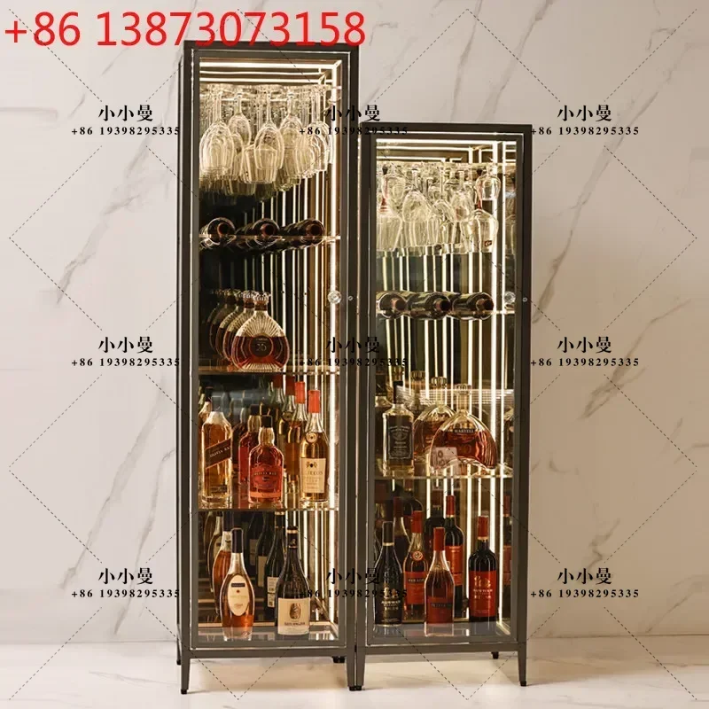 Simple small living room transparent tempered glass household wine rack storage display case