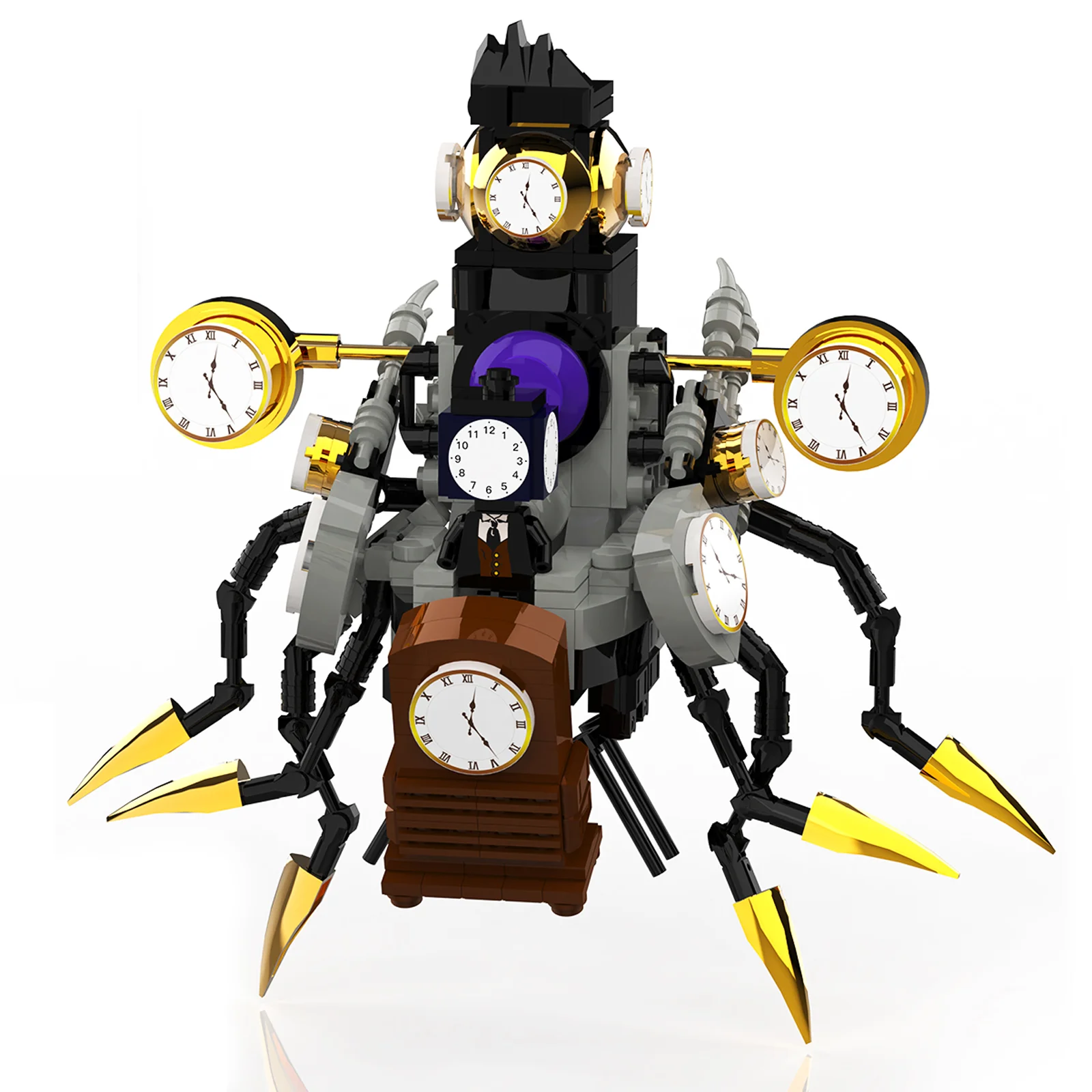 Time Traveler Clockman Building Sets, Skibidi Toilet Multiverse Clock Strider Mecha Lord of The Clock Man Merch Toys Figures