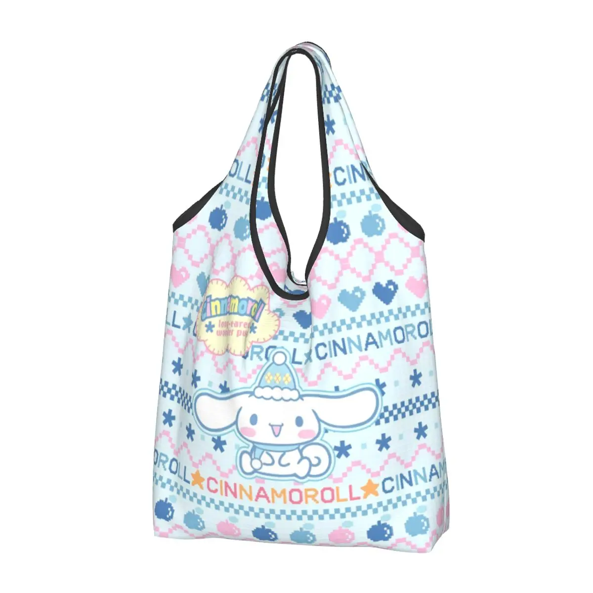 Custom Cinnamoroll Sanrio Cartoon Shopping Bags Portable Large Capacity Groceries Yugui Dog Xina Cinnamon Dog Tote Shopper Bags