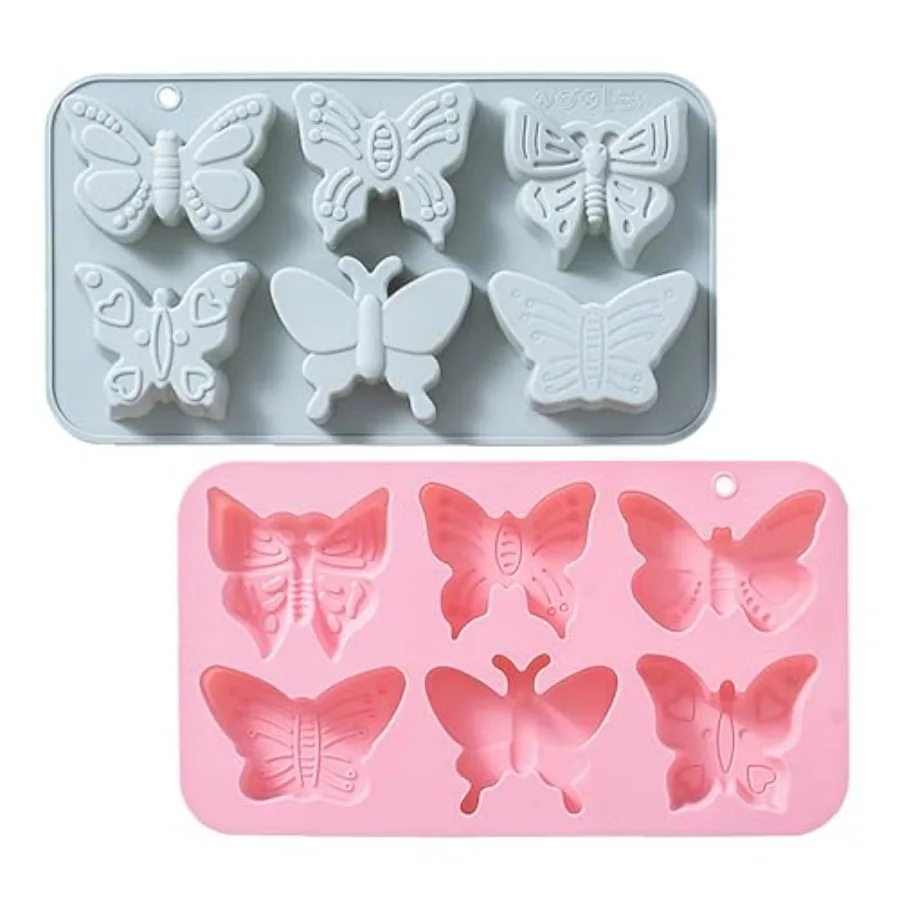 

2 PACK 6 Design Butterfly Shaped Silicone Molds 3D Butterfly Themed Baking Mould Tray Baking Tool for Chocolate Cake Dessert Ca