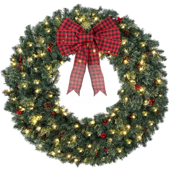 48-Inch Pre-Lit Spruce Christmas Wreath 1