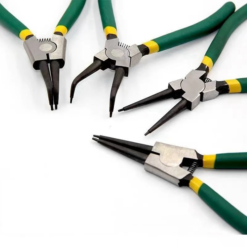 Circlip Plier Set 7 Inches External Internal Staight Bent Pliers Set Kit Multifunctional Retaining Snap Ring Remover Tool