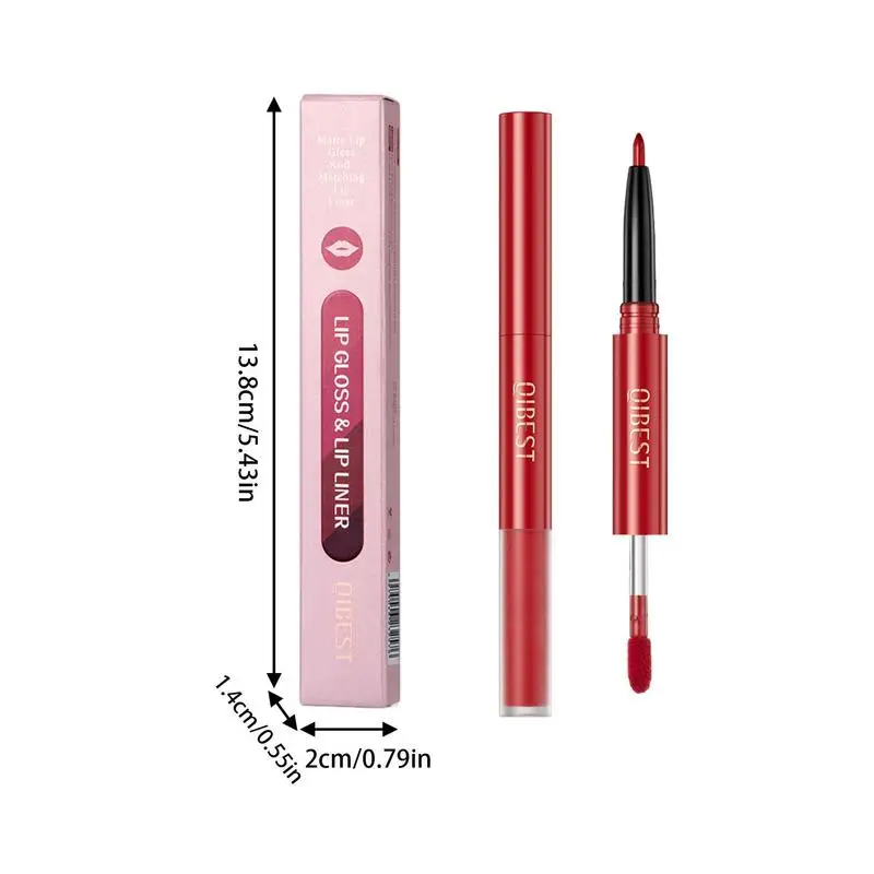 Vloeibare Lippenstift Dubbele Kop Make-Up Gloss Vloeibare Pennen 2 In 1 Draagbare Lipliner Potlood Lip Filler En Lip Crayon Stick Liner