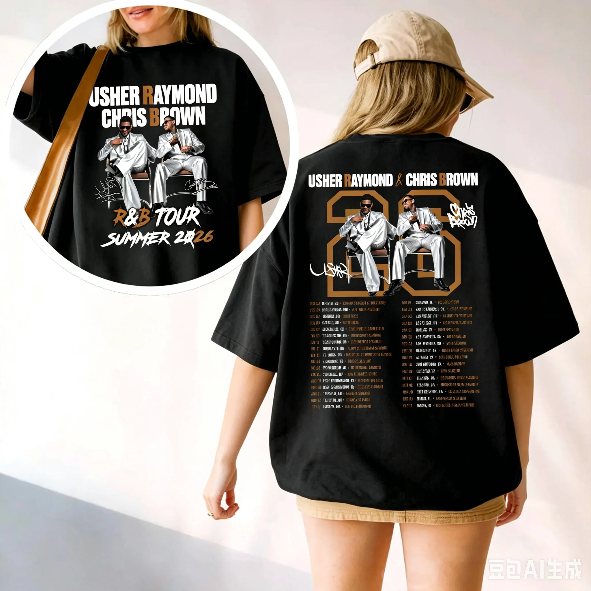Usher Raymond X Chris Brown T-Shirt Raymond & Brown Konzert-Shirt 2026 Sommer Neu Herren Damen Baumwoll-T-Shirt Streetwear Y2K – Detail 8
