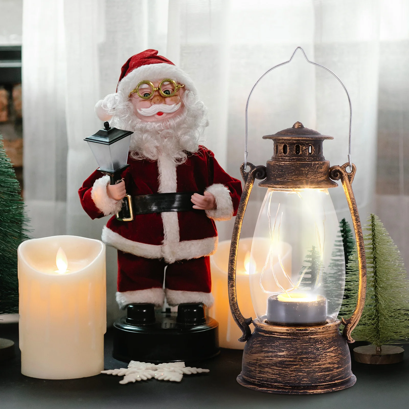 

1pc Retro Lamp Decor Vintage Hanging Light For Home Garden Party Decoration Compact Led Oil Lamp Ornament Portable