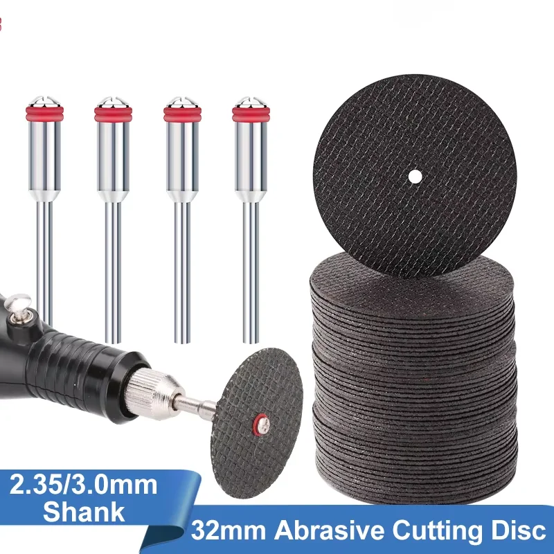 32mm Abrasive Cutting Disc Set With Mandrels Grinding Wheels For Dremel Accesories Metal Cutting Rotary Tool Saw Blade