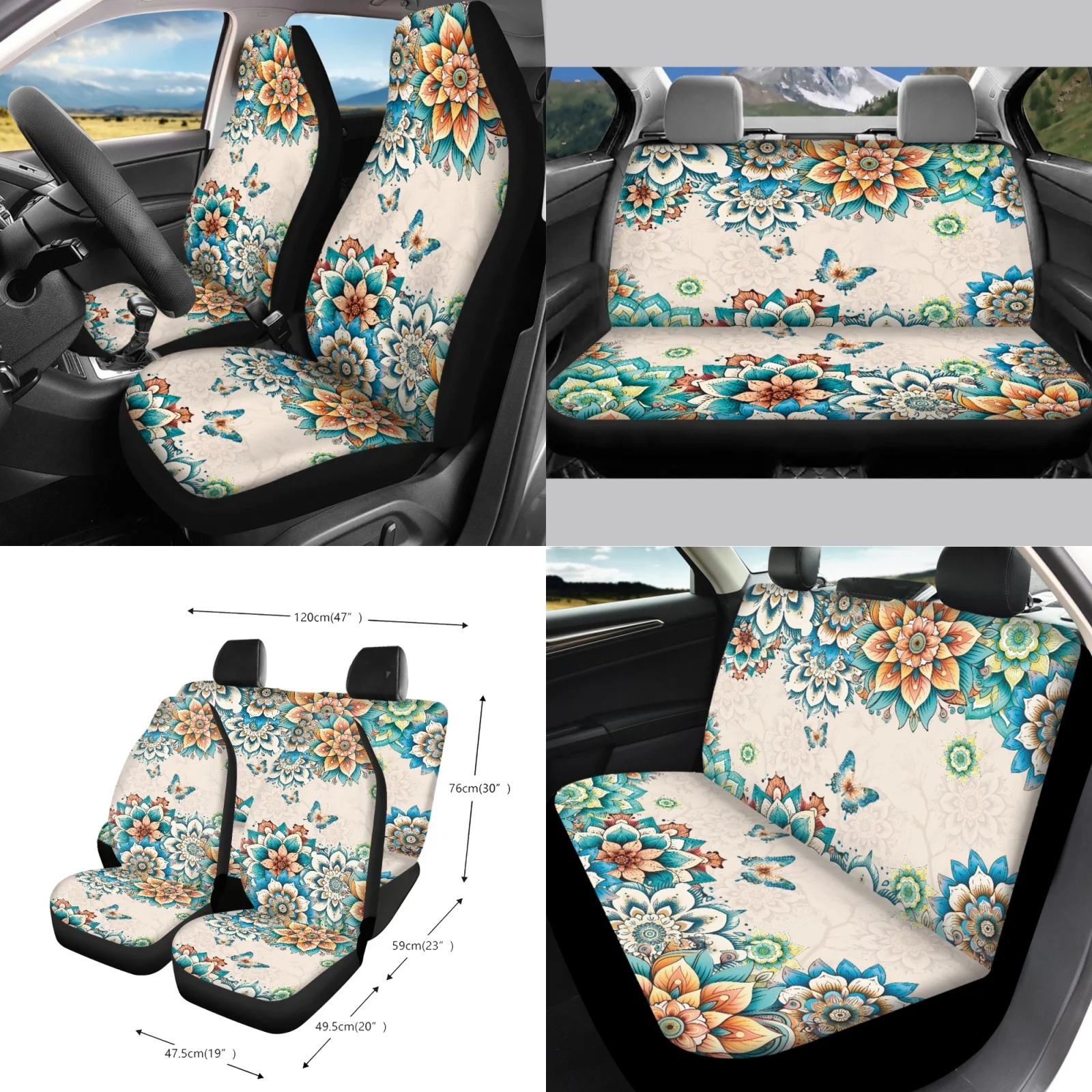 Coloranimal Datura 15 PCS with Versatile Car Rear View Mirror Cover and Keychain for Car Interior
