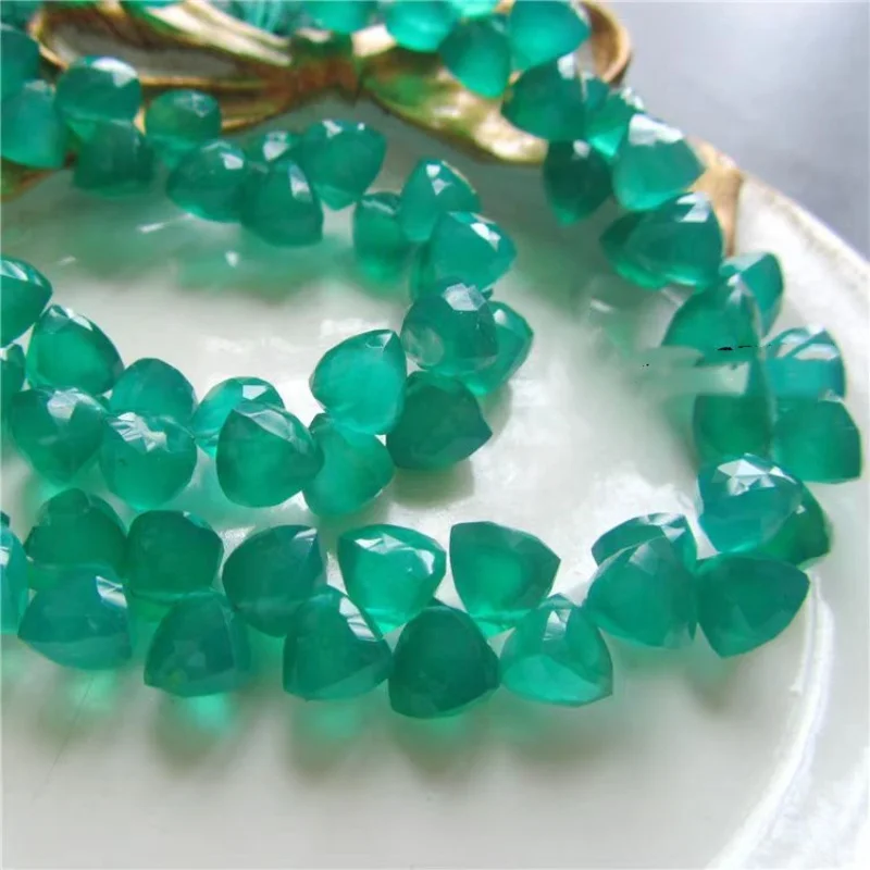 5pieces AAA loose beads drop faceted GREEN AGATE 6-8MM  for DIY jewelry making FPPJ wholesale beads nature