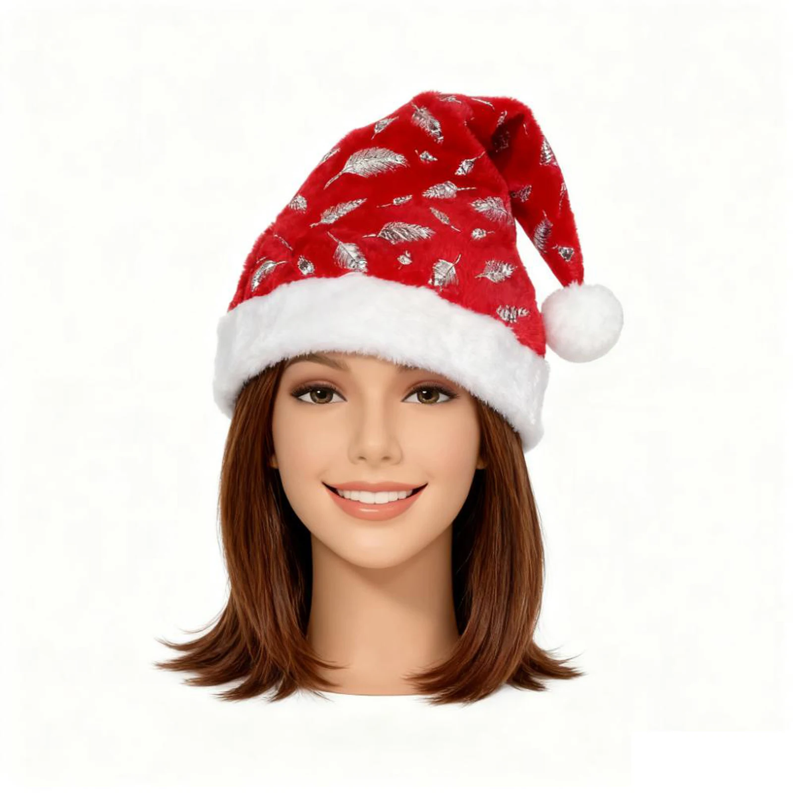 Family Santa Claus Hat, Adults Kids Sequins Snowflake Feather Christmas Cap for Christmas Party, Santa Cosplay Costume