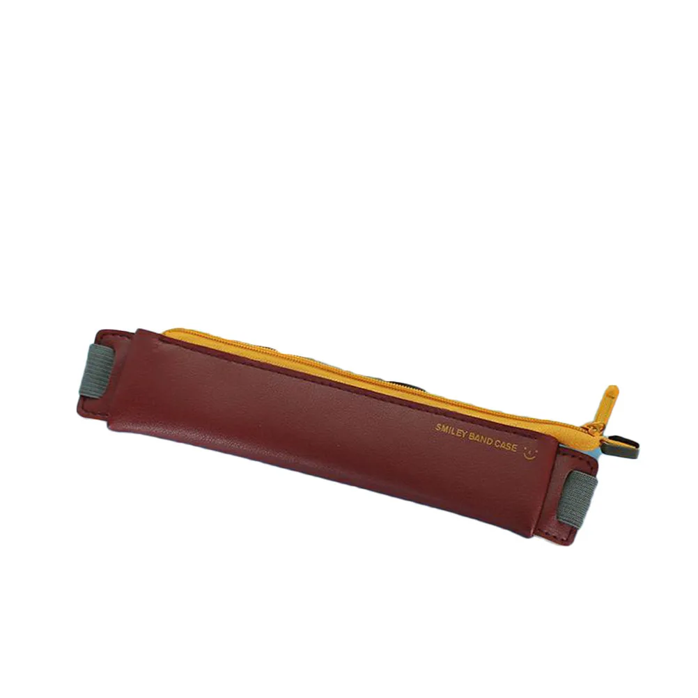 High-End Pu Case Wine Red Storage Pouch For Office School Stationery Organizer Gift Case Pen Storage Bag Pu Pen