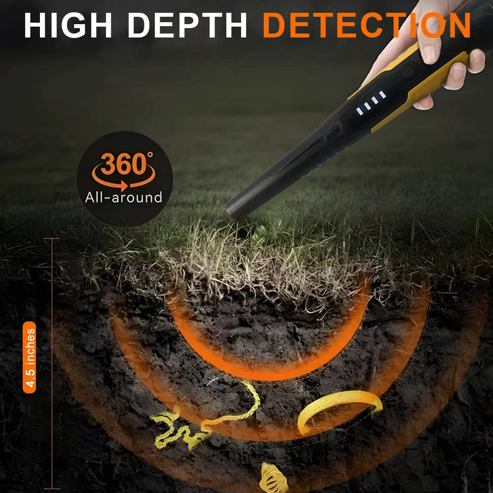 Metal Detector High Precision Handheld Locator Pole Outdoor Detector Waterproof Underground Treasure Hunting Metal Detector