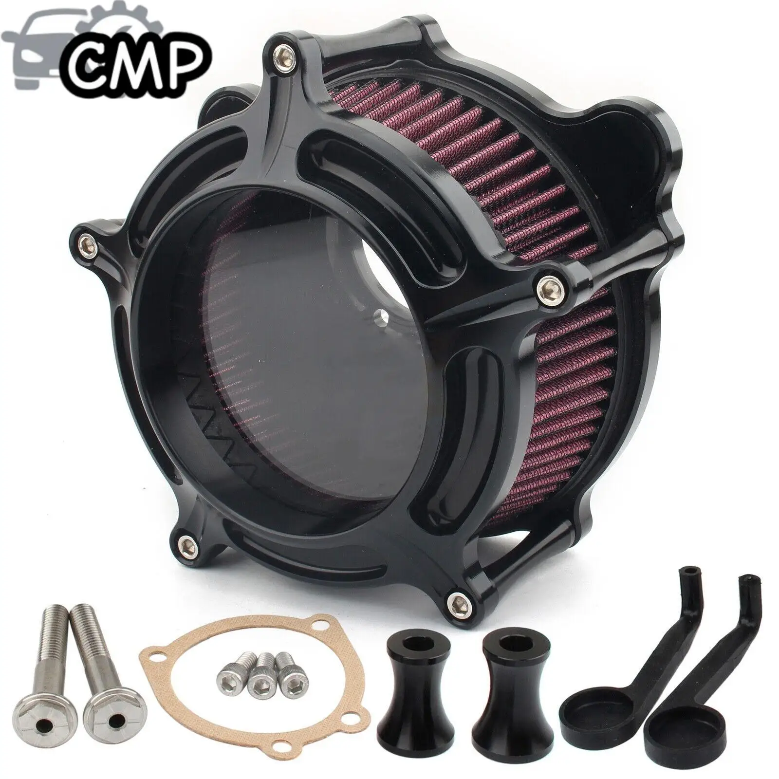 

1pc Motorcycle CNC Air Cleaner Intake Filter Black For Harley EVO Twin Cam Dyna Softail Fatboy Motorbike Accessories