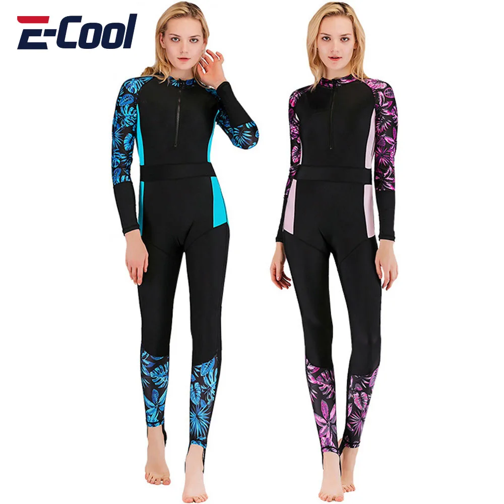 Thin Diving Suit for Women One Piece Swimsuit UV Protection Long Sleeve Swimming Suit Slim Fit Floating Surfing Suit