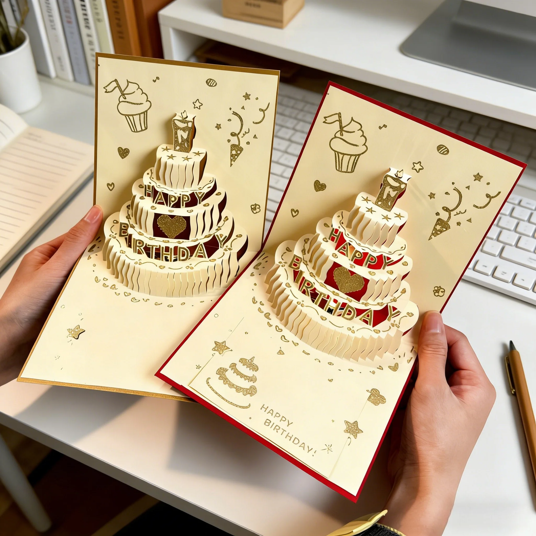 3D Pop-up Geburtstagskarten Handgemachte Grußkarten mit Umschlägen für Weihnachten Valentinstag Geburtstag Jubiläum Hochzeit