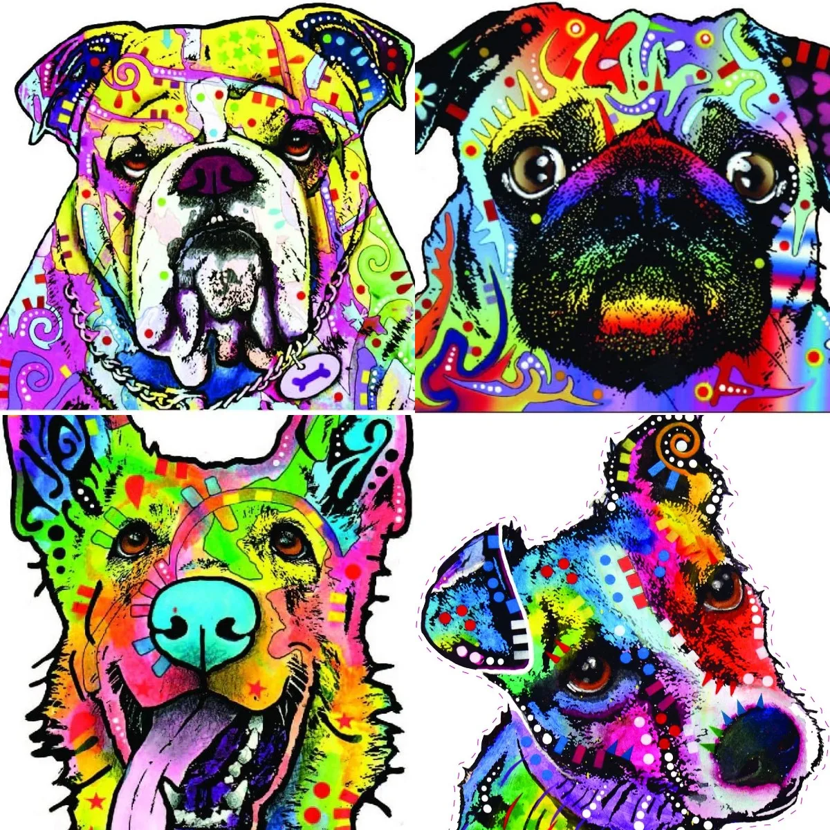 Colorful Bulldog Car Stickers, Outdoor Rated Vinyl Sticker Decals for Windows, Bumpers, Laptops Crafts Bumper Window Any Smooth