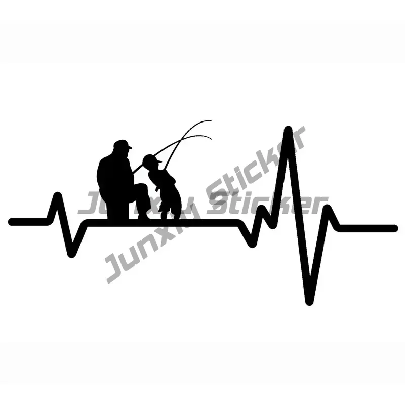 

Fishing Dad and Son, Fishing Rod Scroll Heart Pounding Funny Car Self-adhesive Stickers