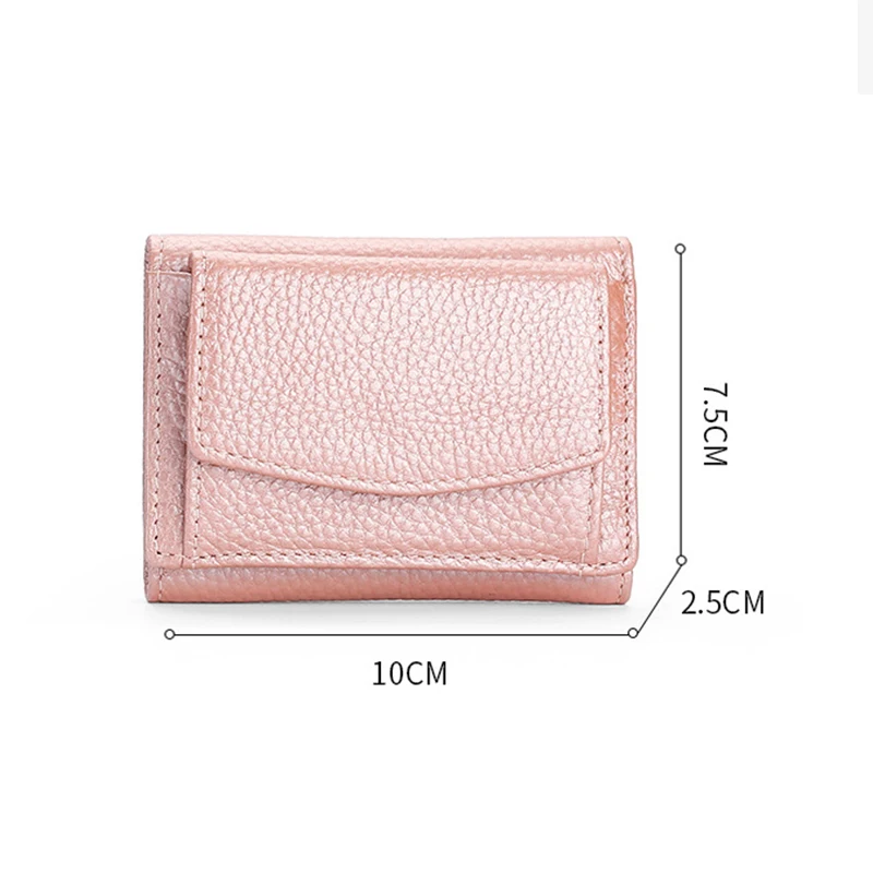 Pu Leather Mini Wallet Women Anti-Credit Card Fraud Small Purse Folding Clutch Coin Bag Money Clip Short Style for Daily Use