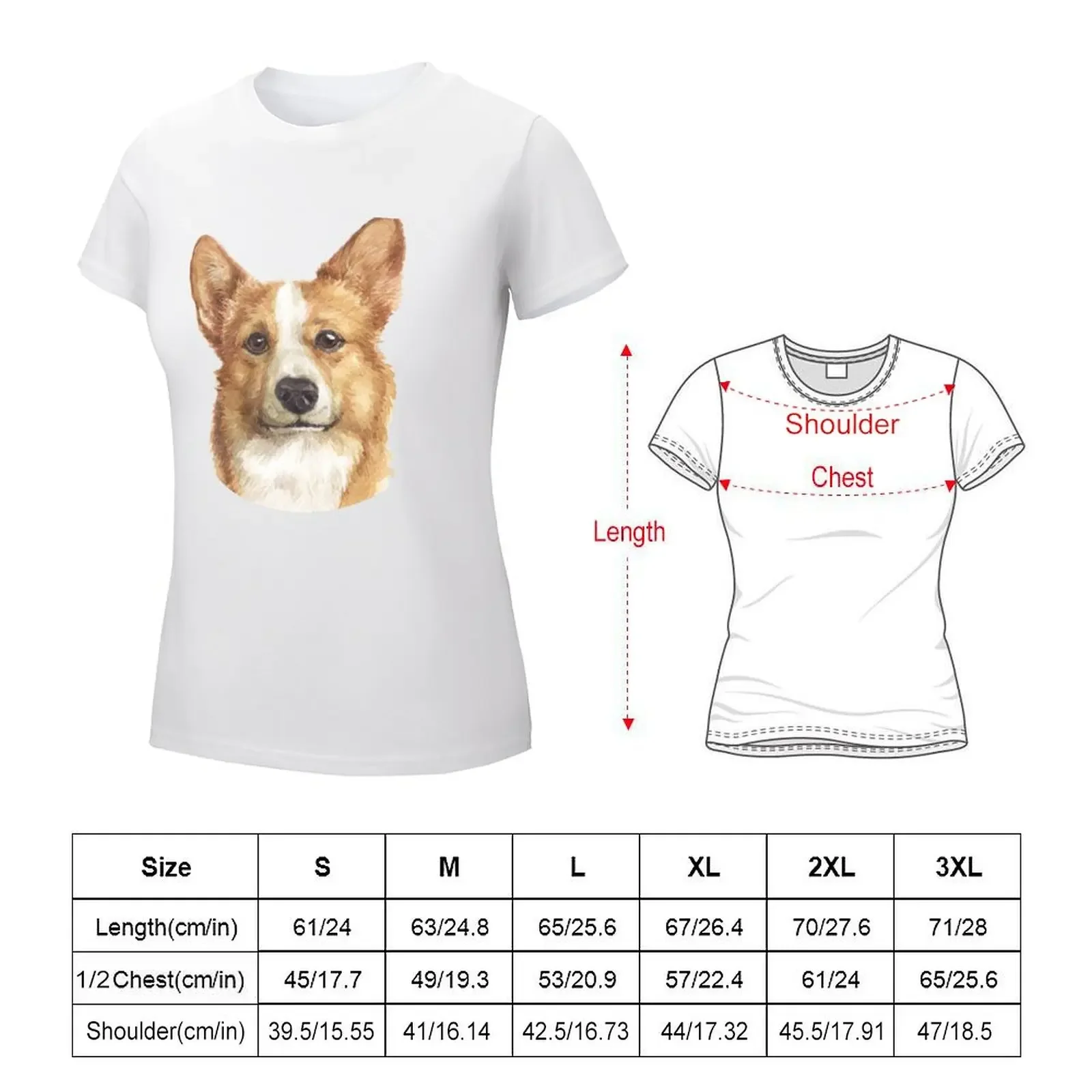 Pembroke Welsh Corgi Watercolor Art T-shirt animal print shirt for girls Blouse workout shirts for Women loose fit