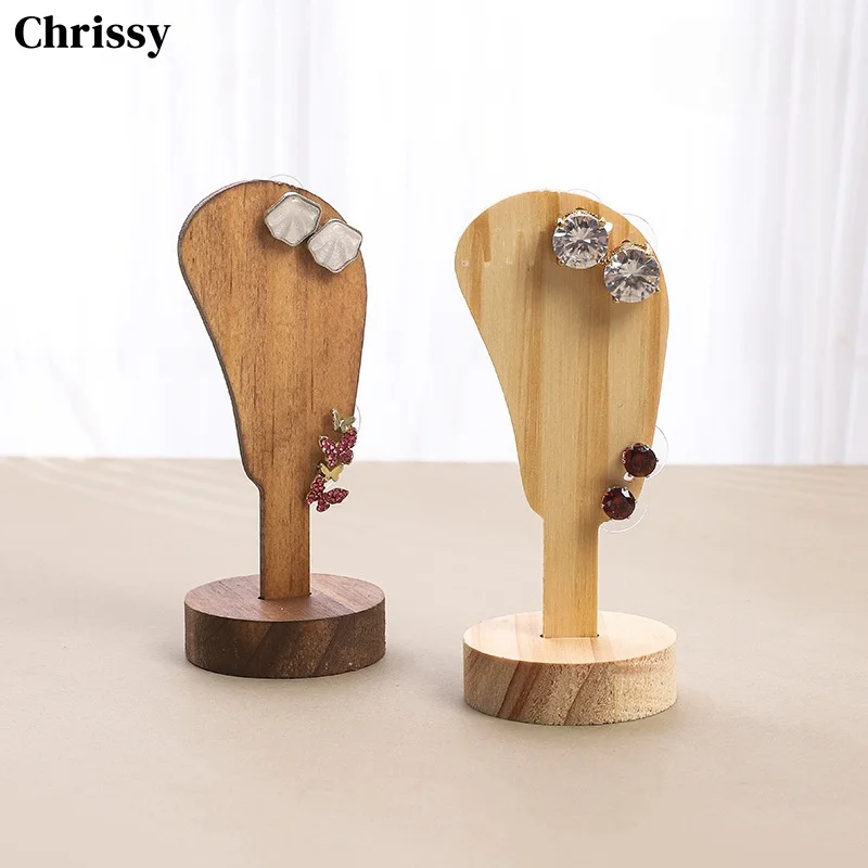 

Деревянная подставка для ювелирных изделий в форме ушей для серег, серьги-гвоздики, аксессуары, стойка для прямой трансляции для ювелирного магазина, коробка для колец