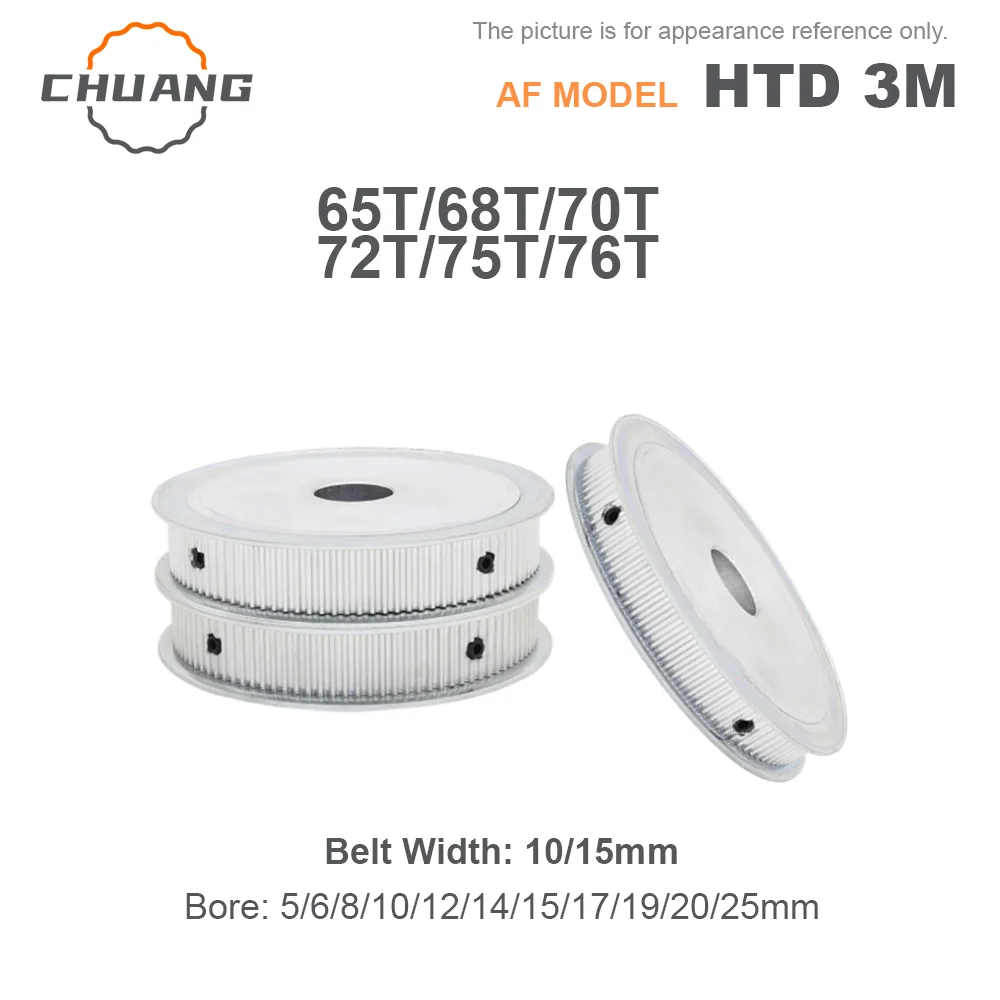 

HTD 3M 65T 68T 70T 72T 75T 76Teeth Timing Pulley AF TypeBore 5mm~25mm For Belt Width 10/15mm HTD 3M Synchronous Timing Pulley