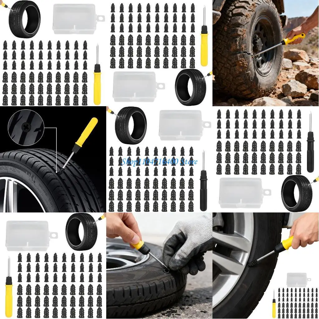 

y1gd Global Tire Repair Set 60pcs Vacuum Outlets And Driver For Car Motorbike Truck Maintenance