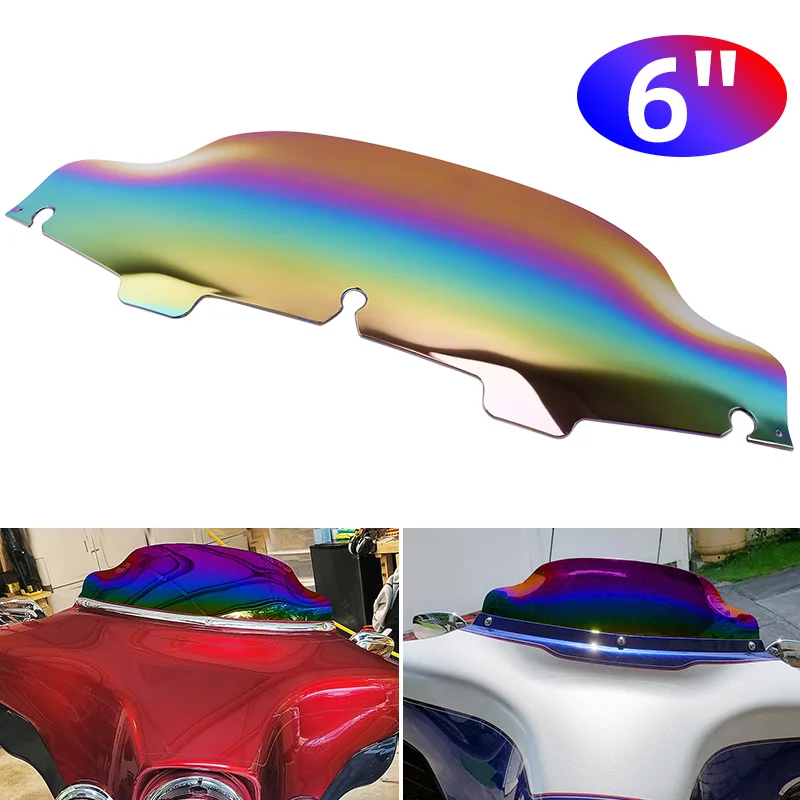 

6" Motorcycle Windscreen Windshield Wind Screen Deflector For Harley Touring Electra Street Glide Ultra Classic FLHX 1996-2013