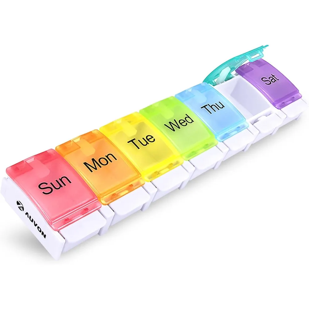 

Pill Organizer, BPA Free Travel 7 Day Pill Box Case, with Spring Open Design and Large Compartment, Weekly Pill Organizer