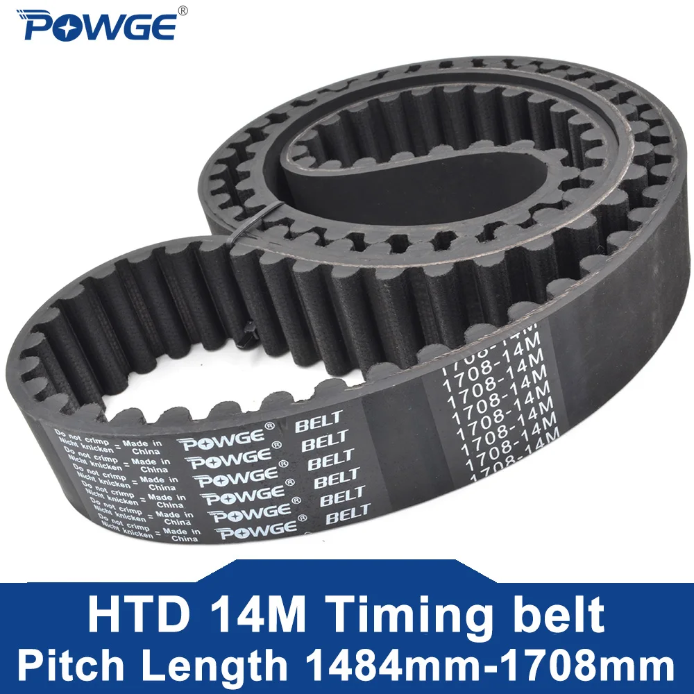 

POWGE HTD 14M Timing belt Lp= 1484 1498 1512 1526 1540 1568 1582 1596 1610 1624 1638 1652 1666 1680 1694 1708 Width 20-125mm