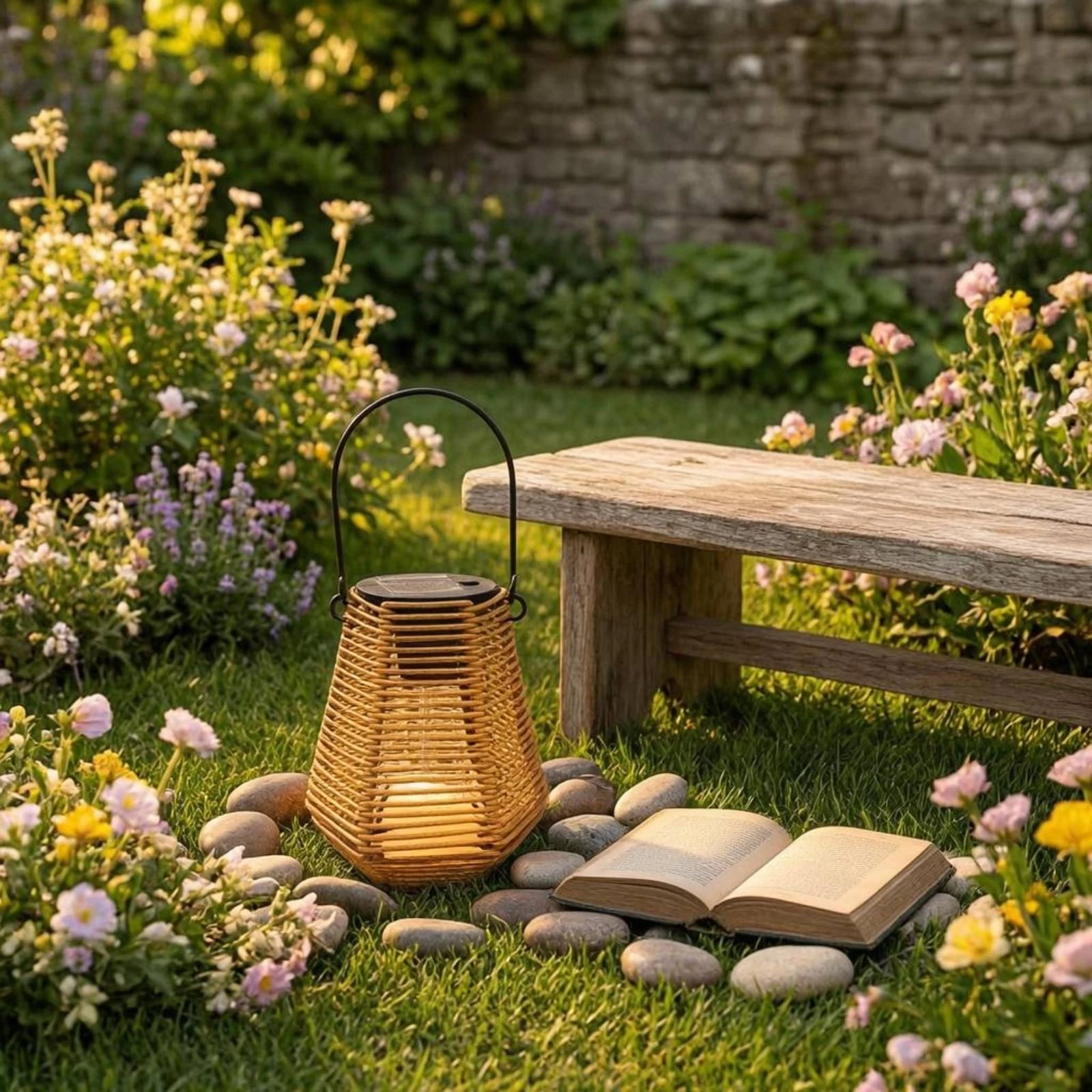 Solar Hanging Lantern Open Slatted Solar Rattan Lantern Metal Frame Wireless for Garden