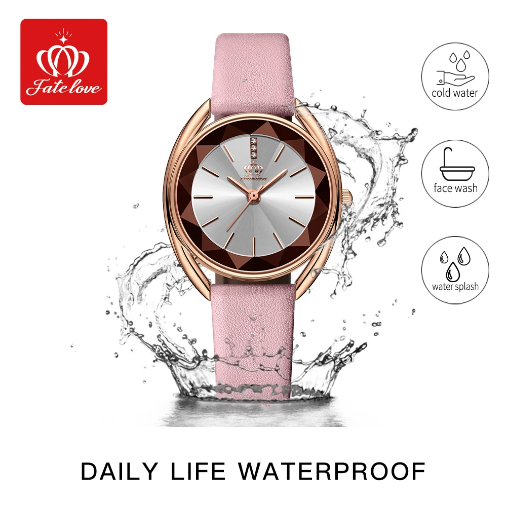 Fate Love 902 New Elegant Women\'s Watches Waterproof Fashion Quartz Ladies Wristwatch Simple Dial Leather Luxury Watch For Women